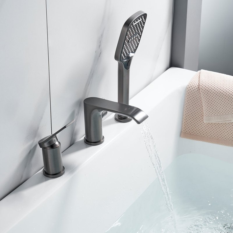 Смеситель на борт ванны Shevanik S4112T, оружейная сталь