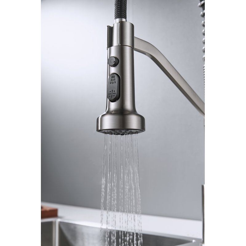 Смеситель для кухни с гибким изливом Shevanik S963L, сатин