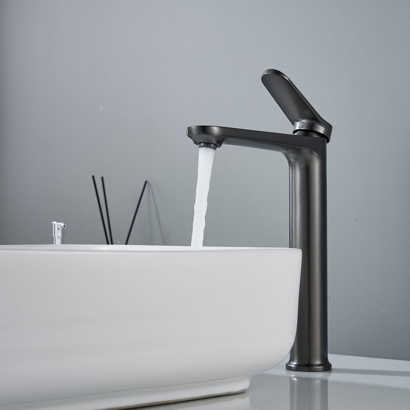 Смеситель для раковины высокий Shevanik S4311T, оружейная сталь