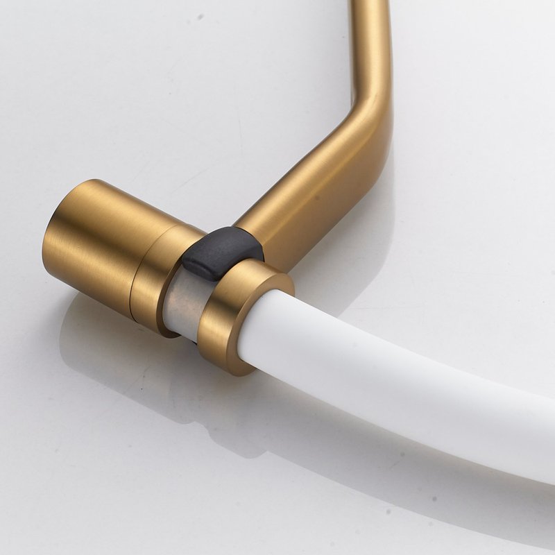 Смеситель для кухни с гибким изливом Shevanik S343G-1, золотой сатин