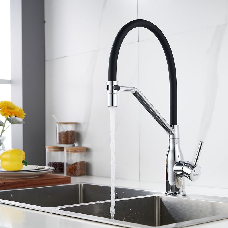 Смеситель для кухни с гибким изливом Shevanik S343-3, хром