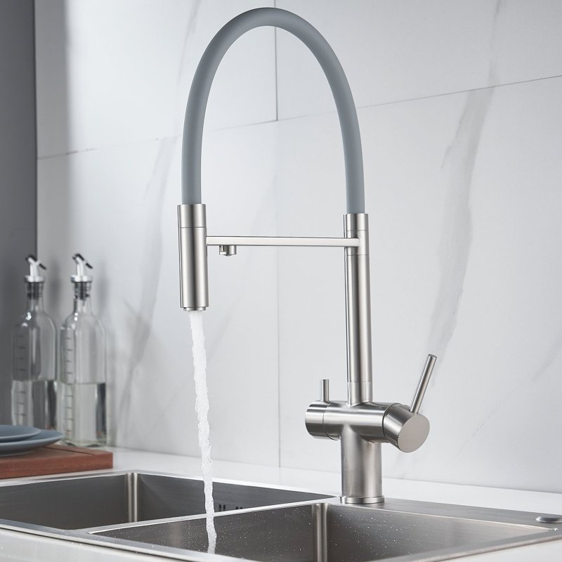 Смеситель для кухни с подключением фильтра Shevanik S178L, сатин