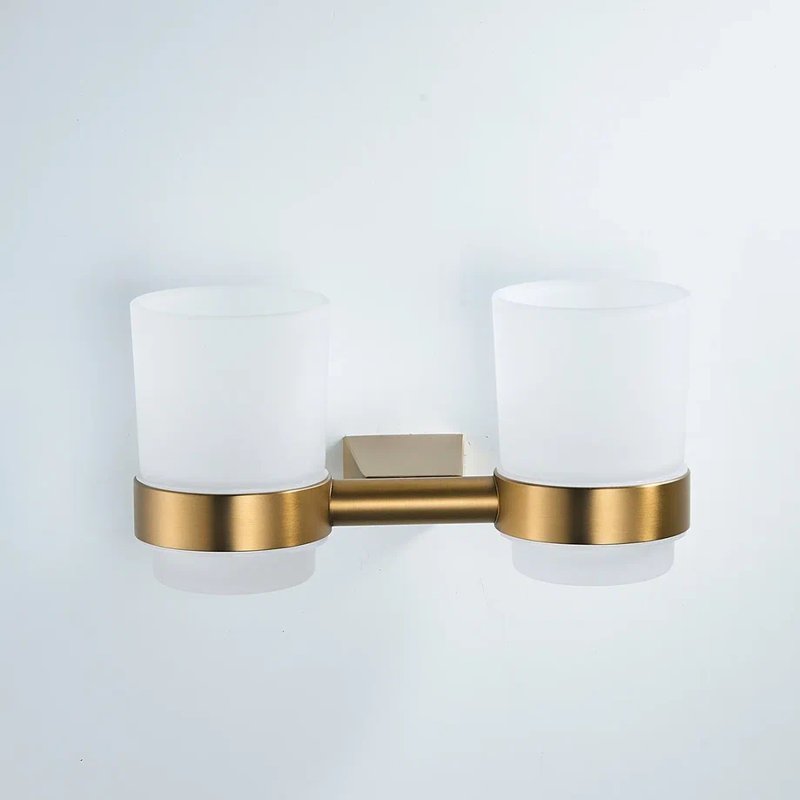 Стакан для ванной комнаты двойной Shevanik SG5722G, золотой сатин