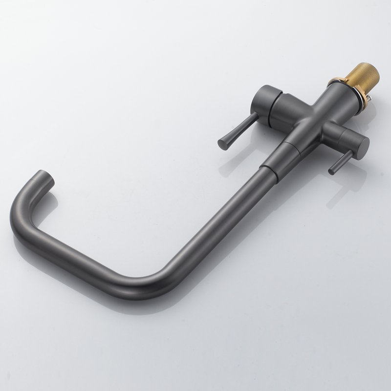 Смеситель для кухни с подключением фильтра Shevanik S528T, оружейная сталь