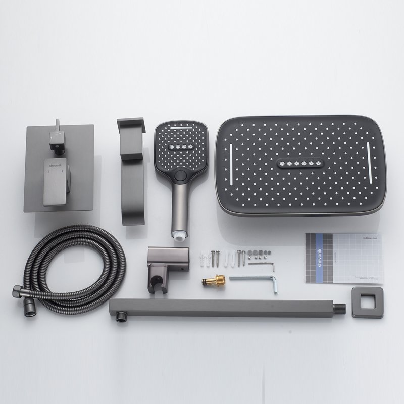 Душевая система встраиваемая Shevanik S4035T, оружейная сталь