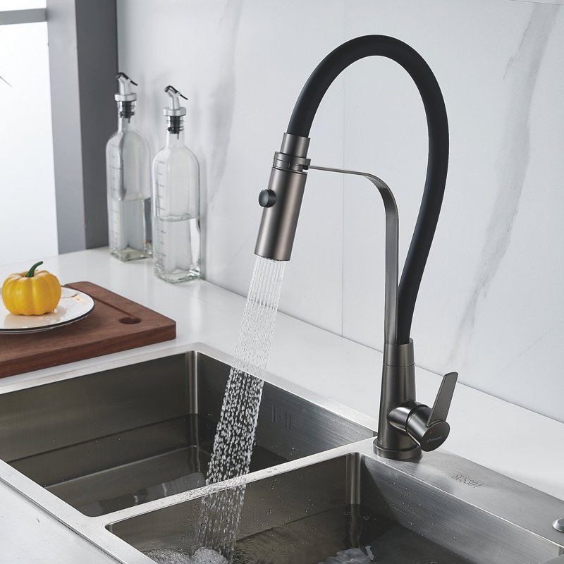 Смеситель для кухни с гибким изливом и режимом 