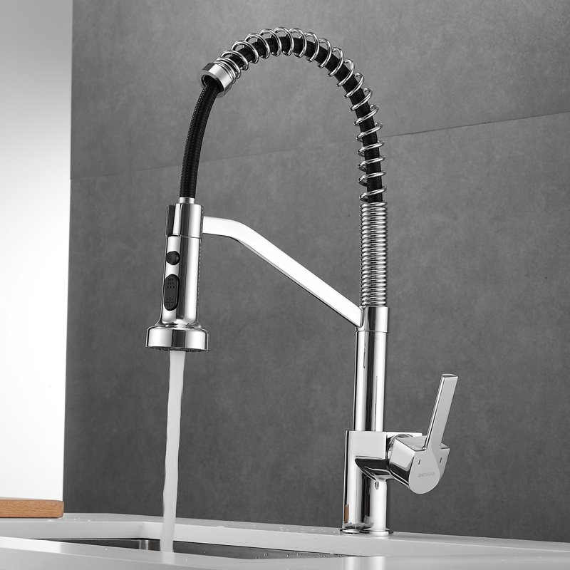 Смеситель для кухни с гибким изливом Shevanik S963, хром