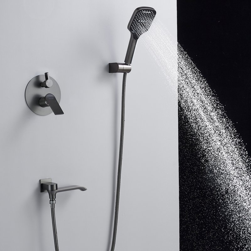 Душевая система встраиваемая Shevanik S4135T, оружейная сталь