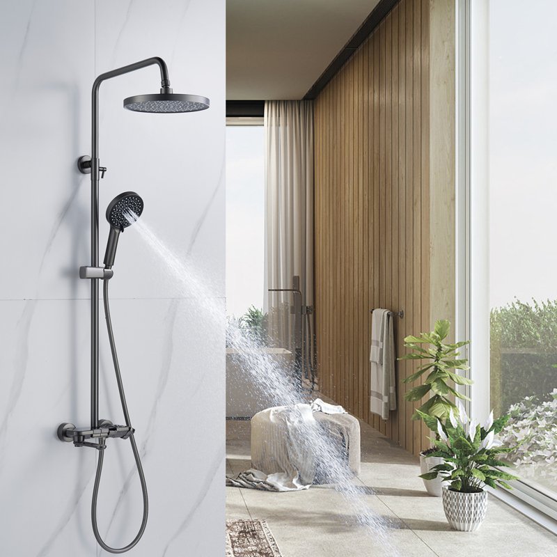 Душевая система Shevanik S9636T, оружейная сталь