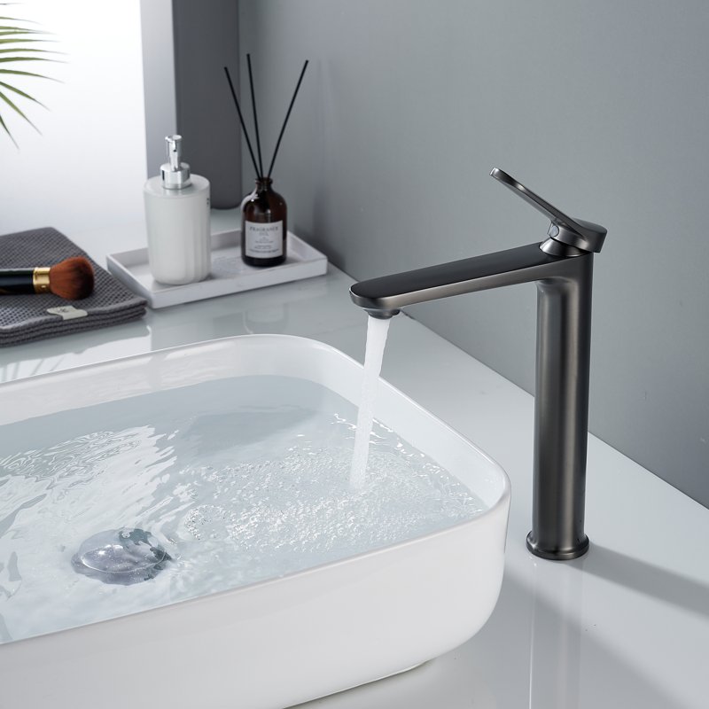 Смеситель для раковины высокий Shevanik S4311T, оружейная сталь