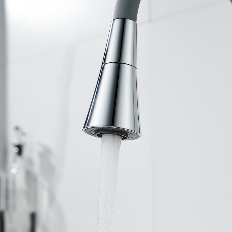 Смеситель для кухни с гибким изливом Shevanik S543-9, хром/серый