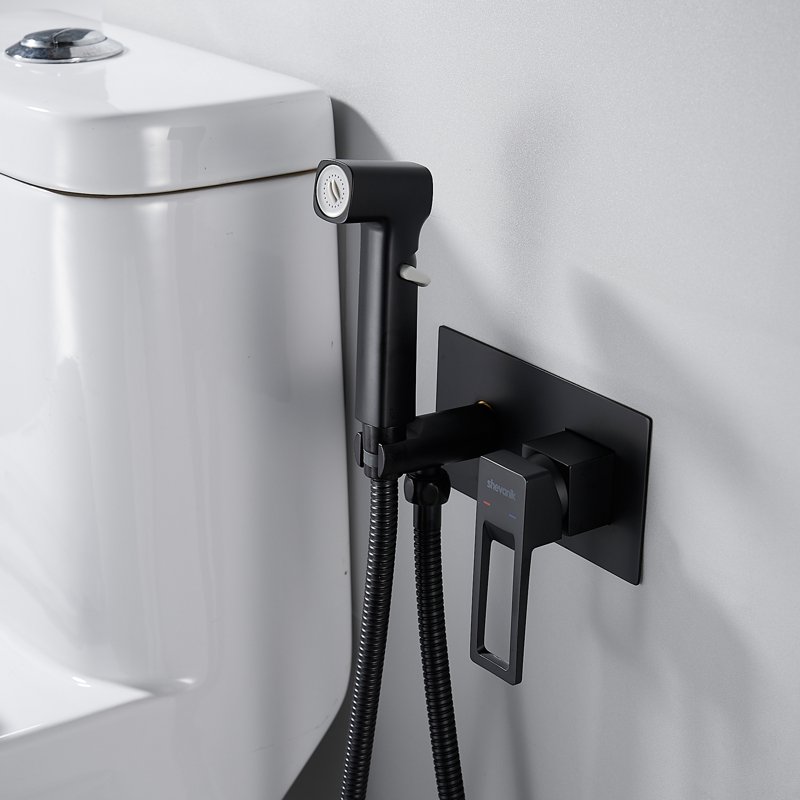 Гигиенический душ со смесителем Shevanik S6805T-1, оружейная сталь