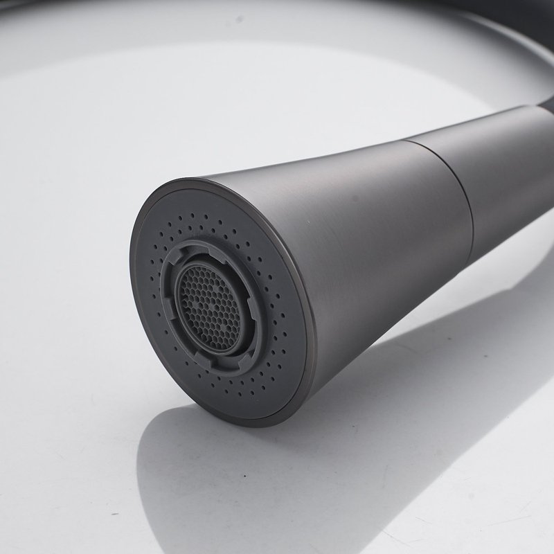 Смеситель для кухни с гибким изливом Shevanik S543T-3, оружейная сталь/черный