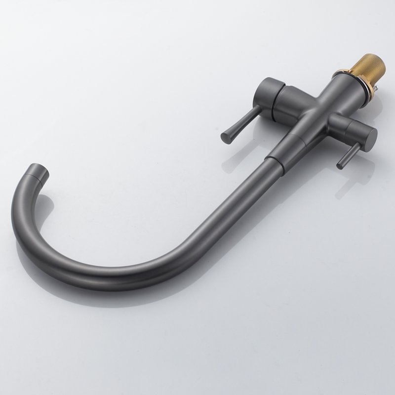 Смеситель для кухни с подключением фильтра Shevanik S428T, оружейная сталь