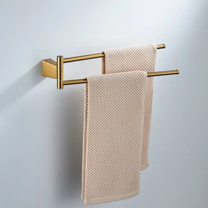 Полотенцедержатель поворотный двойной Shevanik SG5707G, золотой сатин
