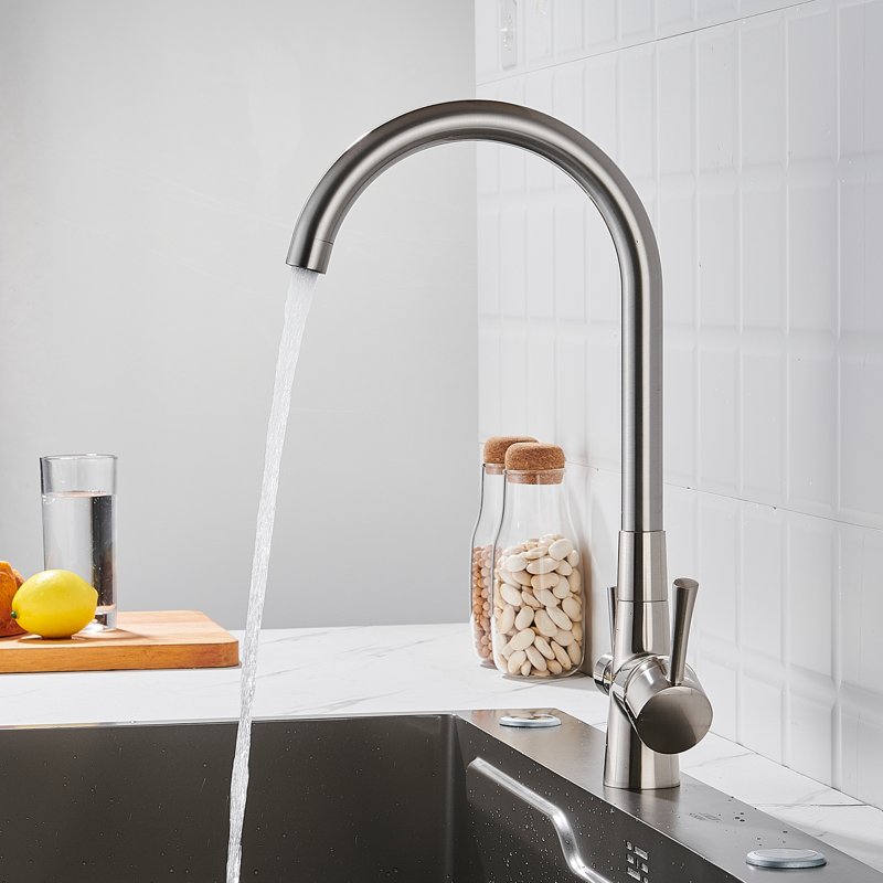 Смеситель для кухни с подключением фильтра Shevanik S428L, сатин