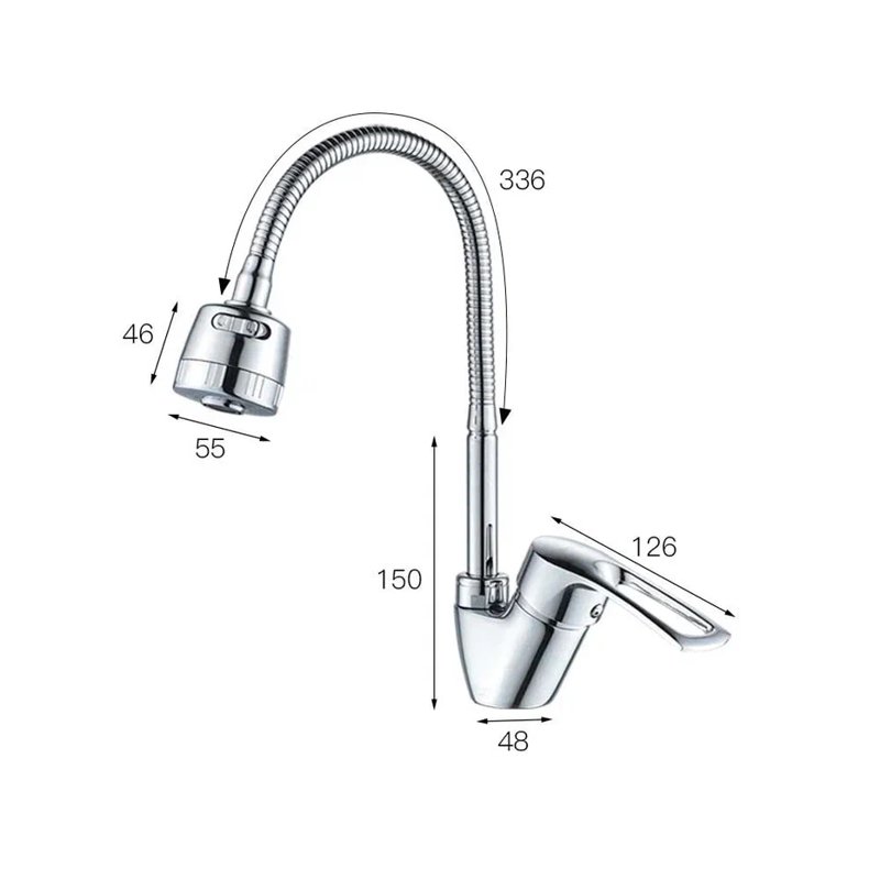 Смеситель для кухни с гибким изливом Shevanik S5143, хром