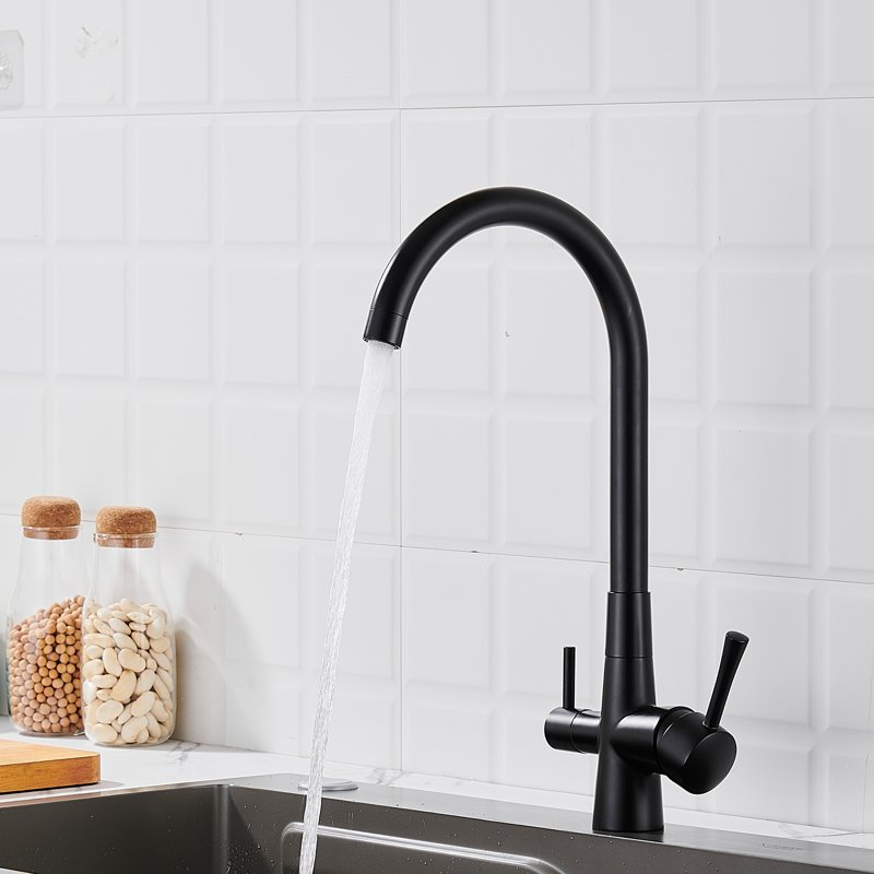 Смеситель для кухни с подключением фильтра Shevanik S428H, черный