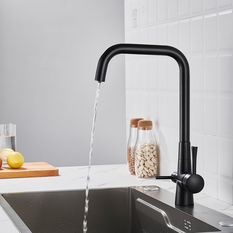 Смеситель для кухни с подключением фильтра Shevanik S528H, черный