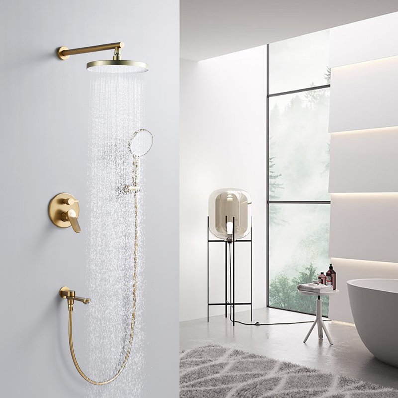 Душевая система встраиваемая Shevanik S4335G, золотой сатин