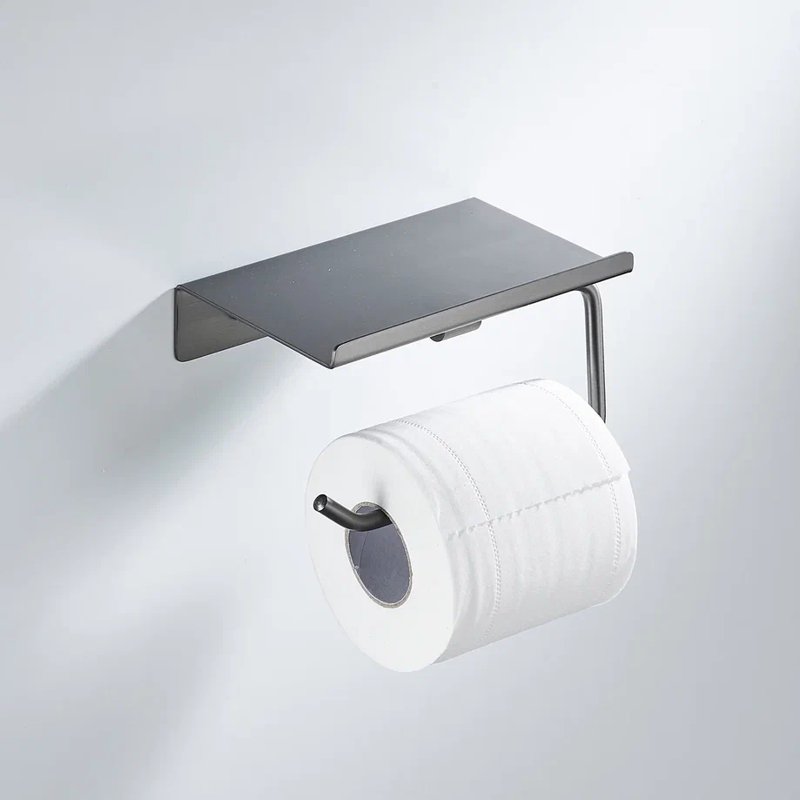 Держатель для туалетной бумаги с полочкой Shevanik SG5705T-1, оружейная сталь