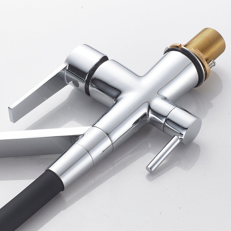 Смеситель для кухни с гибким изливом и подключением фильтра Shevanik S278, хром