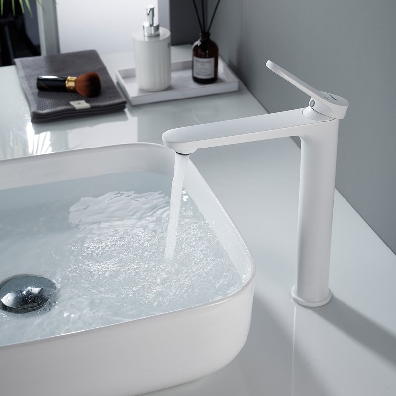 Смеситель для раковины высокий Shevanik S4311C, белый