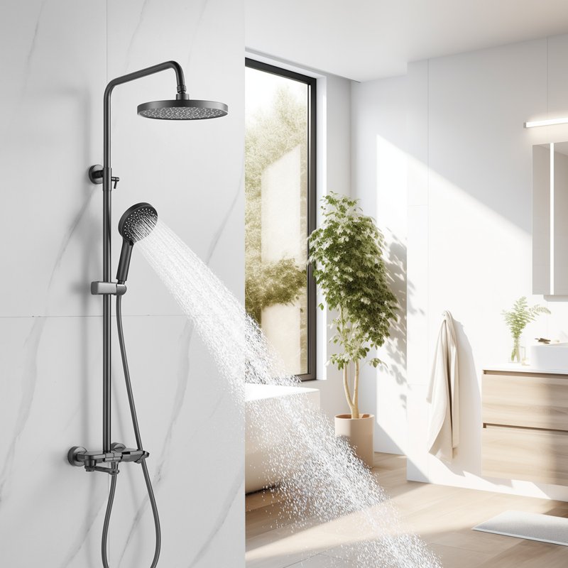 Душевая система Shevanik S9636T, оружейная сталь