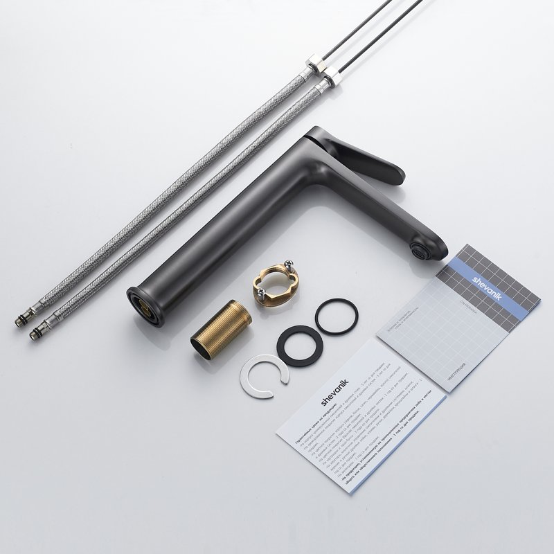 Смеситель для раковины высокий Shevanik S4311T, оружейная сталь