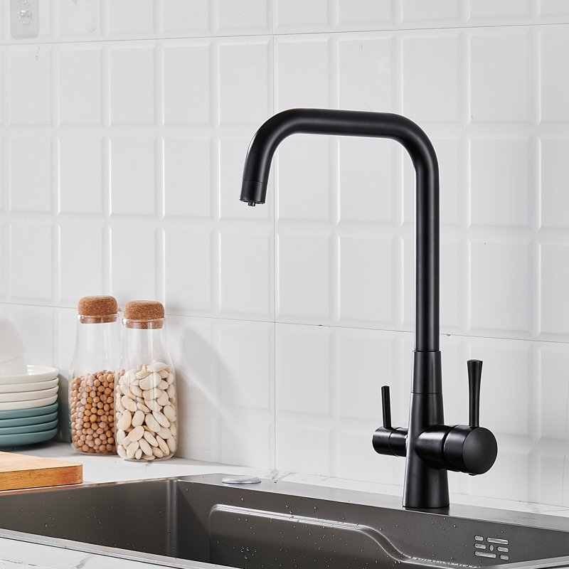 Смеситель для кухни с подключением фильтра Shevanik S528H, черный