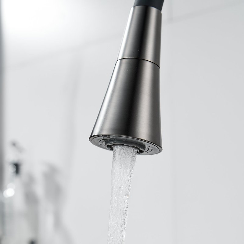 Смеситель для кухни с гибким изливом Shevanik S543T-3, оружейная сталь/черный