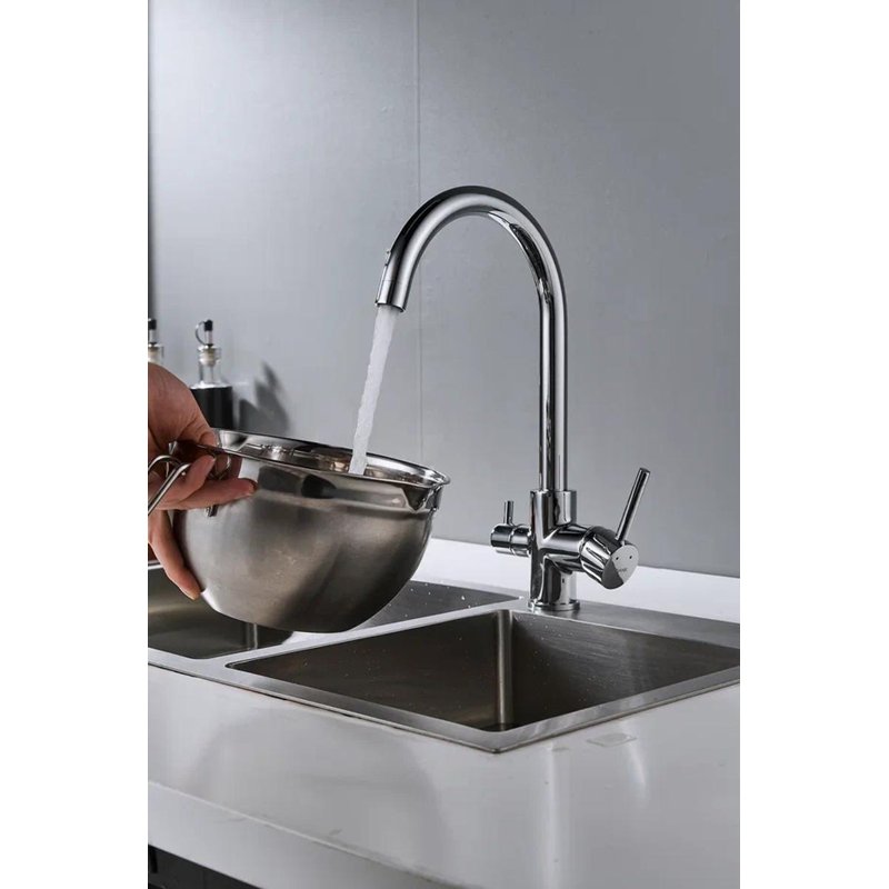 Смеситель для кухни с подключением фильтра Shevanik S128, хром