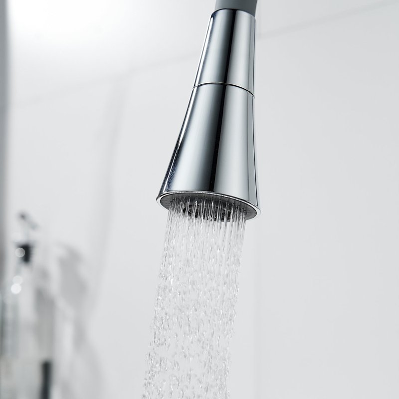 Смеситель для кухни с гибким изливом Shevanik S543-9, хром/серый