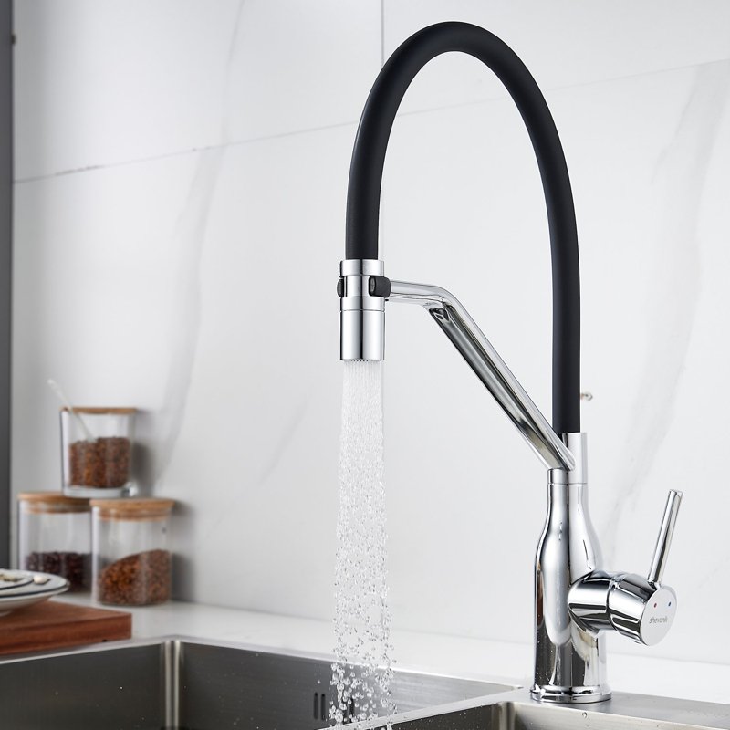 Смеситель для кухни с гибким изливом Shevanik S343-3, хром