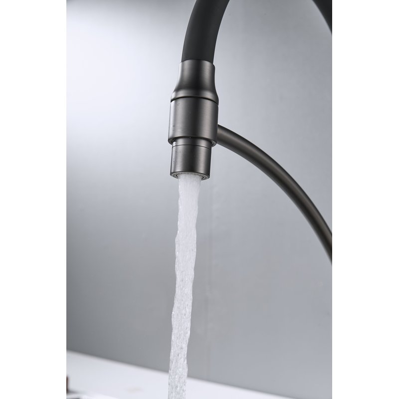 Смеситель для кухни с подключением фильтра Shevanik S743T-3, оружейная сталь/черный