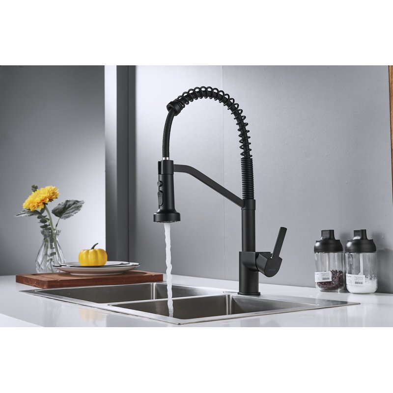 Смеситель для кухни с гибким изливом Shevanik S963H, черный