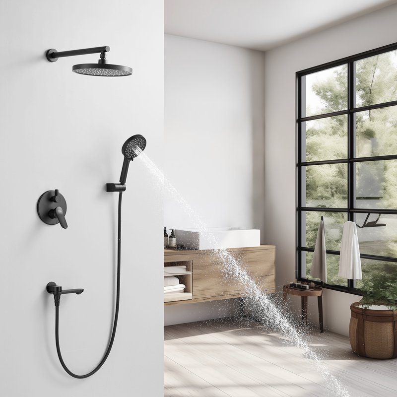 Душевая система встраиваемая Shevanik S4335H, черный