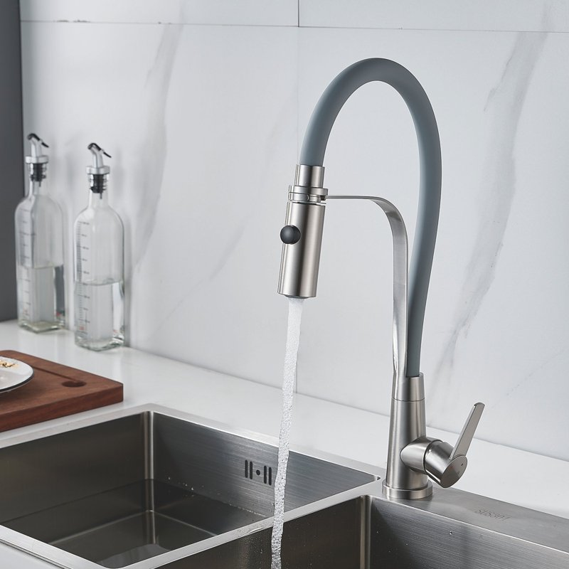 Смеситель для кухни с гибким изливом и режимом 