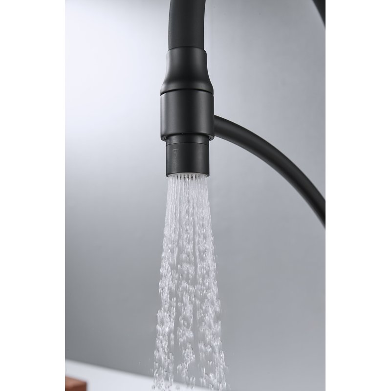 Смеситель для кухни с гибким изливом Shevanik S743H-3, черный