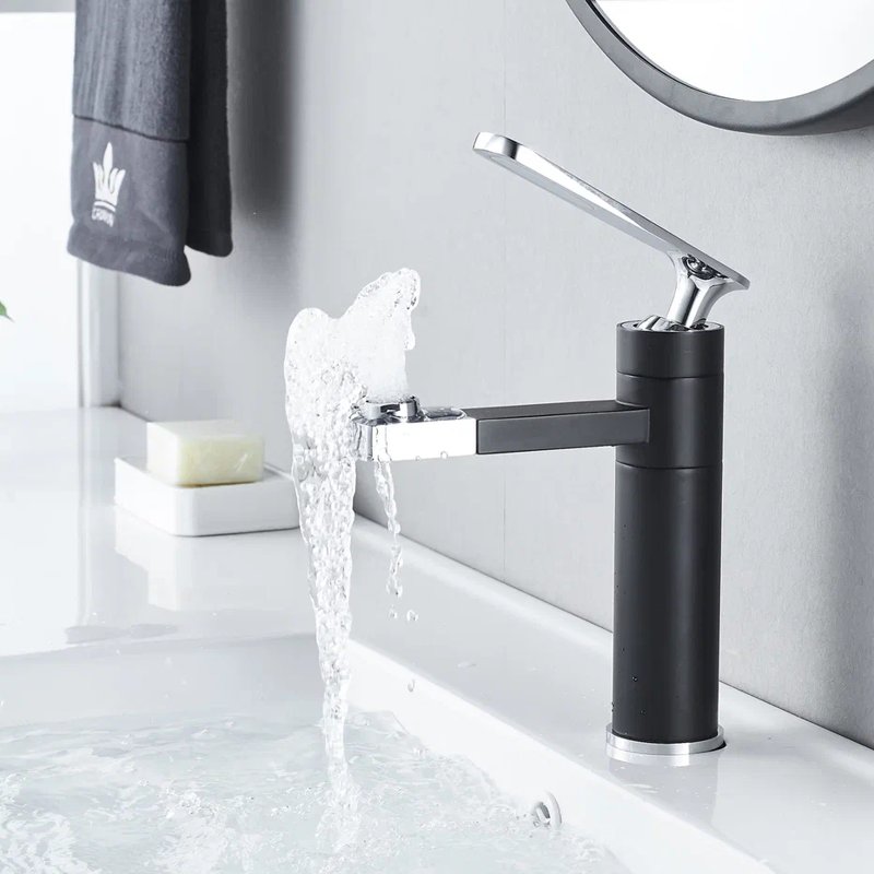 Смеситель для раковины с поворотным носиком Shevanik S6601H, черный/хром