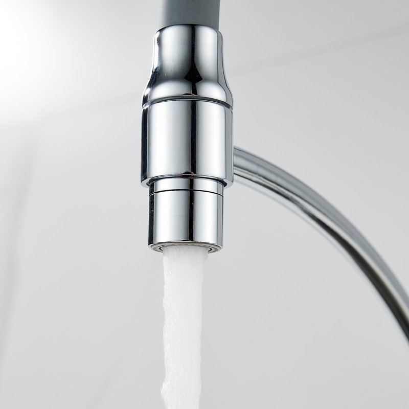 Смеситель для кухни с гибким изливом Shevanik S743-9, хром/серый