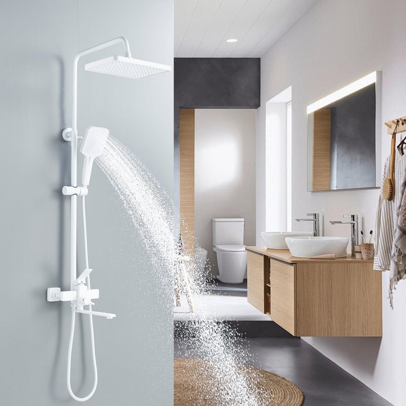 Душевая система Shevanik S8136F, белый/хром