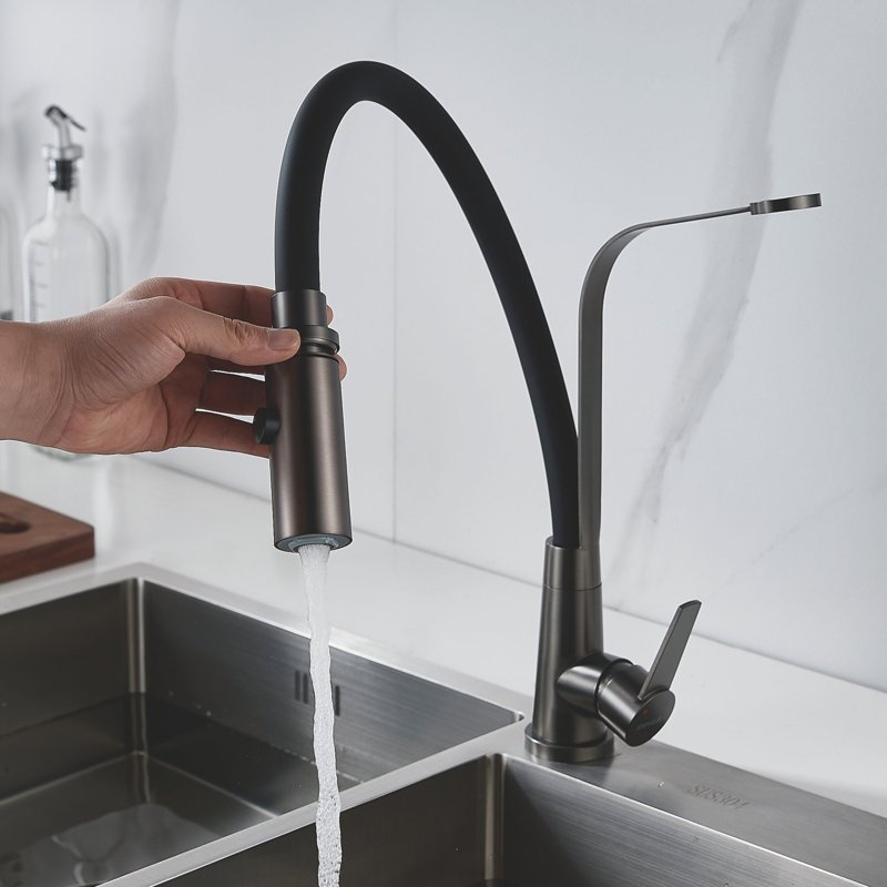 Смеситель для кухни с гибким изливом и режимом 