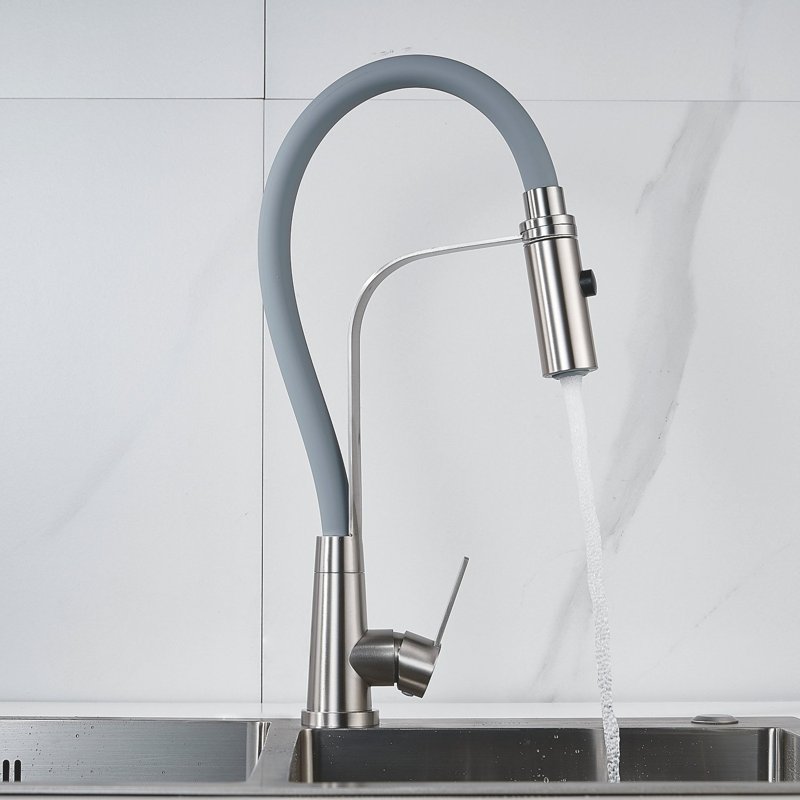 Смеситель для кухни с гибким изливом и режимом 