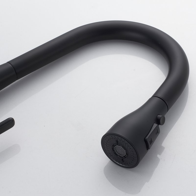 Смеситель для кухни с выдвижным изливом Shevanik S363H, черный