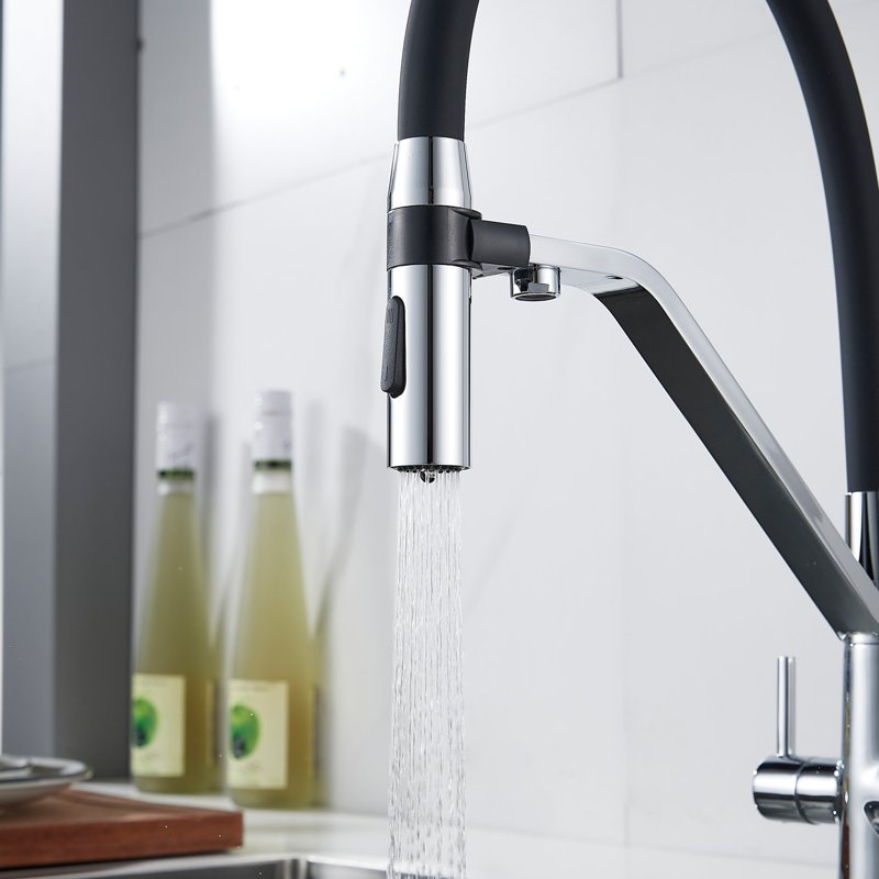 Смеситель для кухни с гибким изливом и подключением фильтра Shevanik S278, хром