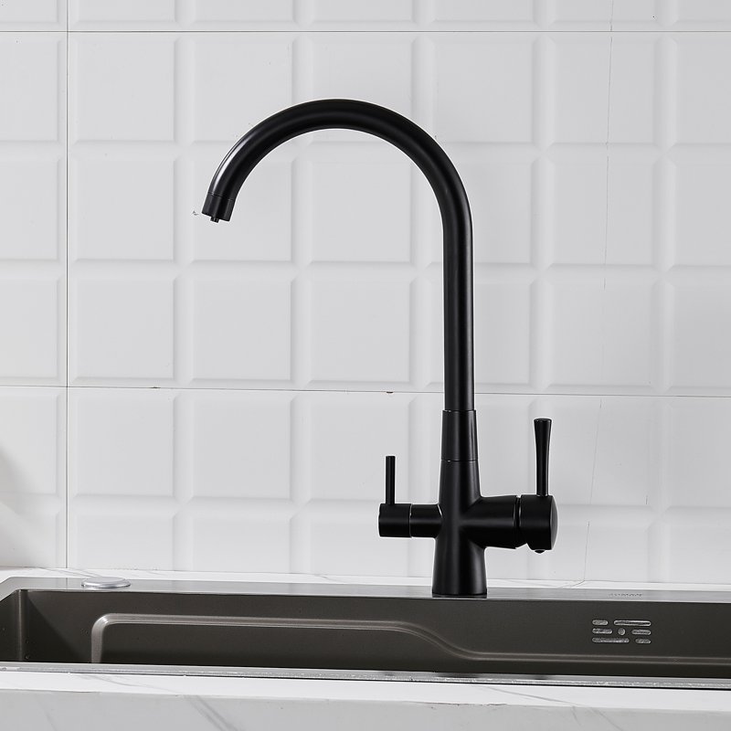 Смеситель для кухни с подключением фильтра Shevanik S428H, черный