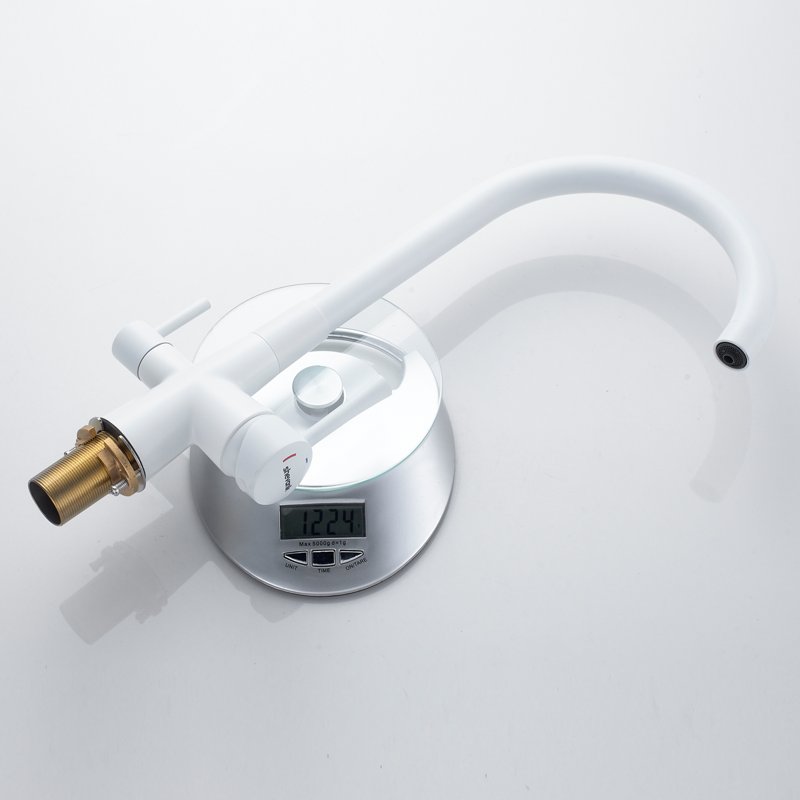 Смеситель для кухни с подключением фильтра Shevanik S428C, белый