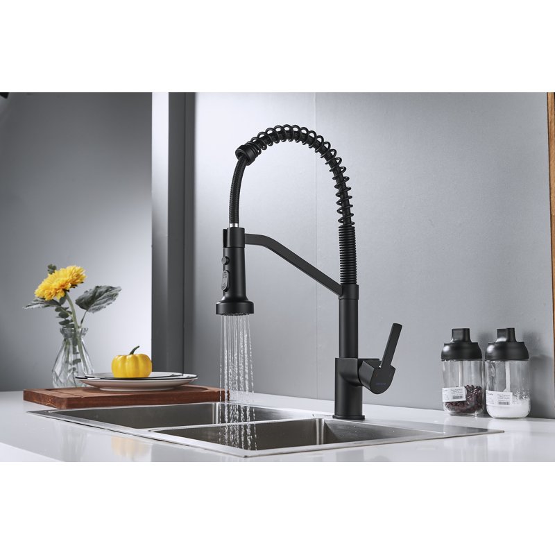 Смеситель для кухни с гибким изливом Shevanik S963H, черный