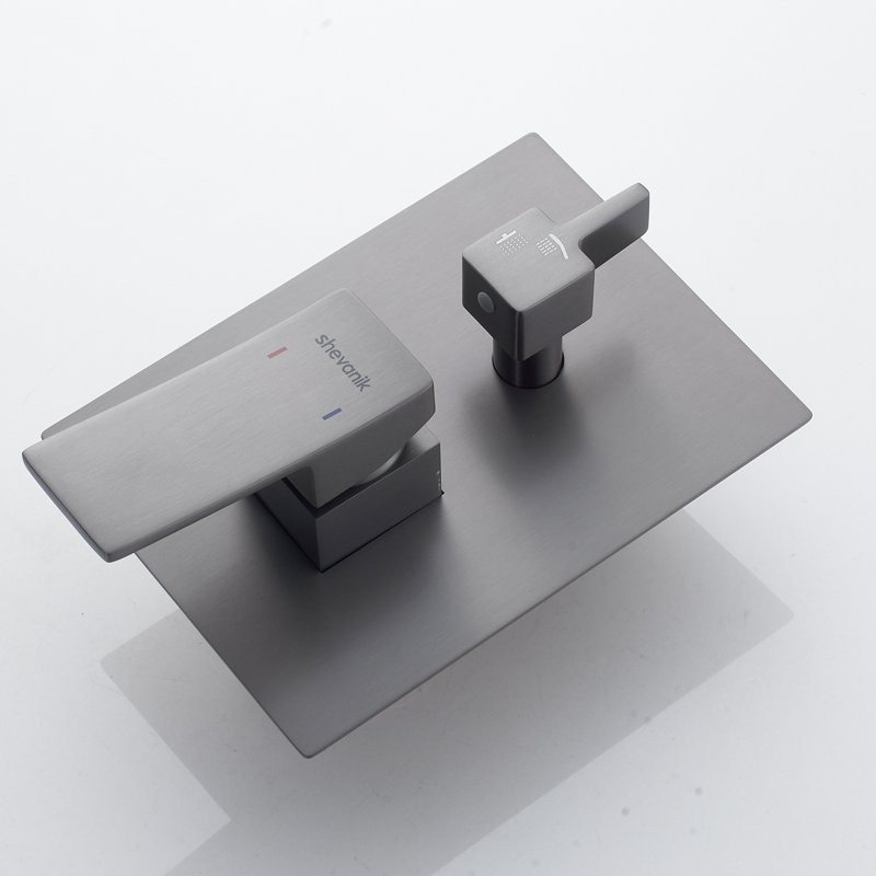 Душевая система встраиваемая Shevanik S4035T, оружейная сталь